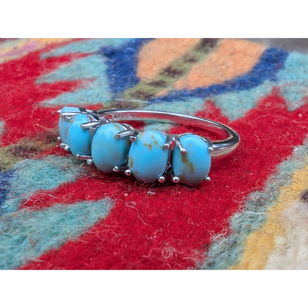 Vintage Sterling Silver Turquoise Ring; Southwestern Ring Size 9
